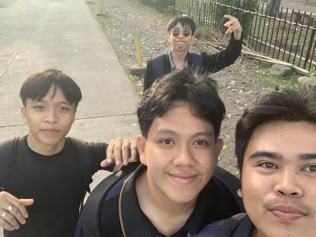 Friends walking together after a school workshop